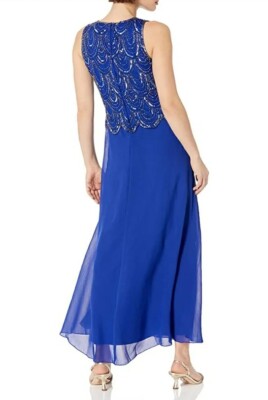 Nwt. J Kara PLUS SIZE Women's Sleeveless Scallop Long Beaded Dress | eBay