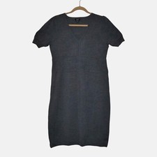 Talbots Sz Large Pure Merino Wool Short Sleeve V Neck Midi Dress Office Career
