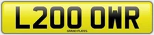 Lower lowered personalised number plate unique UK vehicle registration L200 OWR
