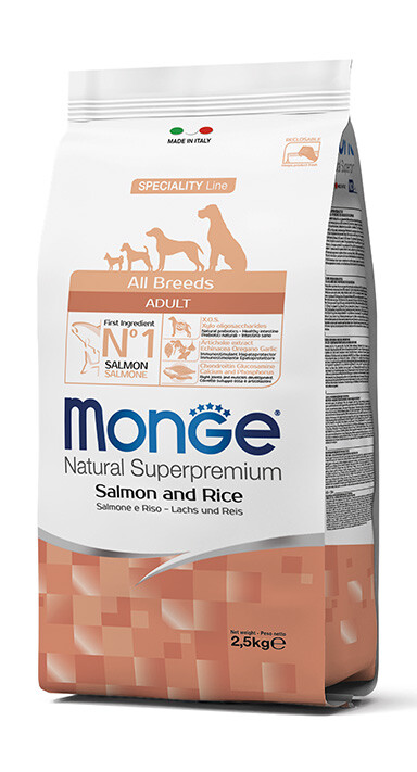 Monge Cane All Breeds Crocchette Salmone e Riso Kg.2,5