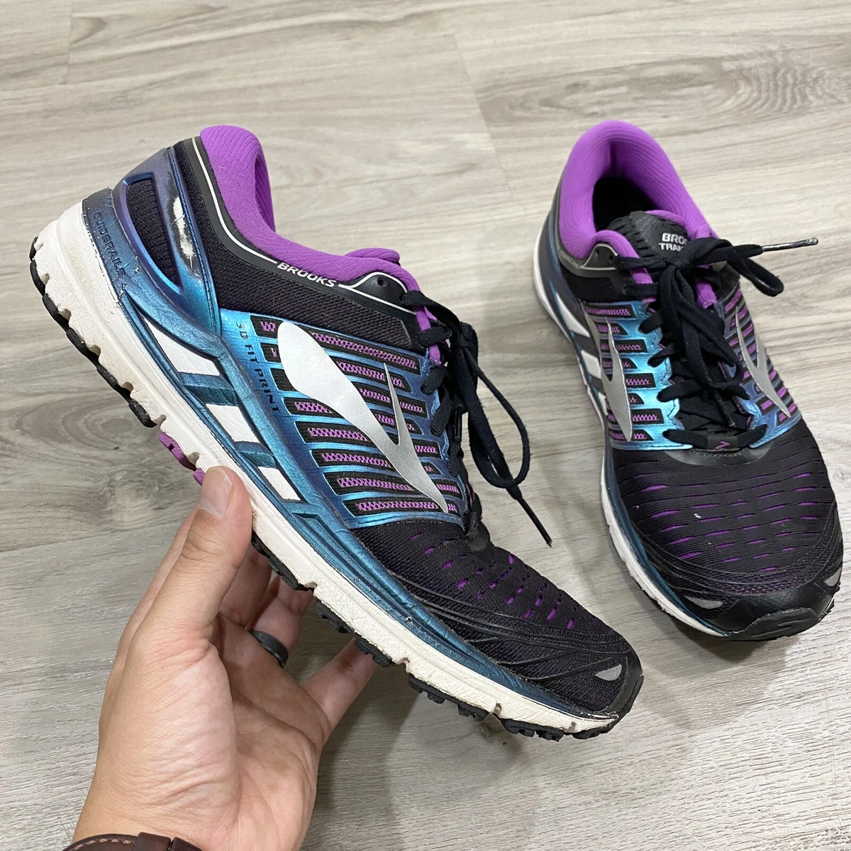 Brooks Transcend 5 Running Shoes Womens Sz 10.5 B Black Blue Purple  1202631B023 | eBay