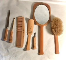 Vintage Celluloid 7 Piece Floral Pattern Vanity Set