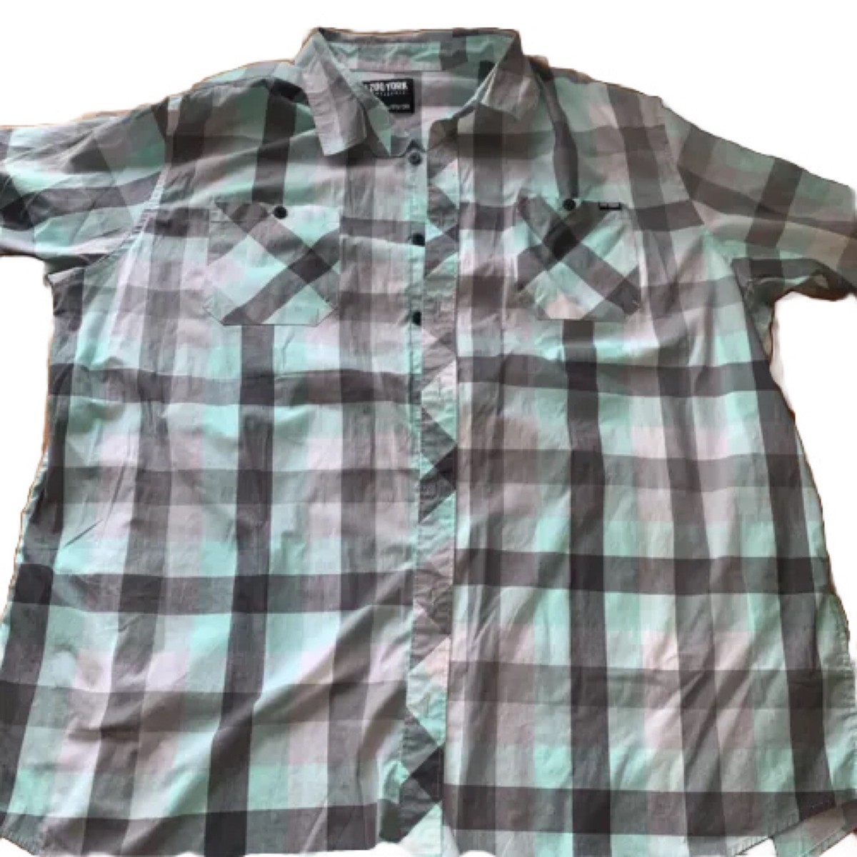 Zoo York Unbreakable Button Up Short Sleeve Mint Madras Plaid 