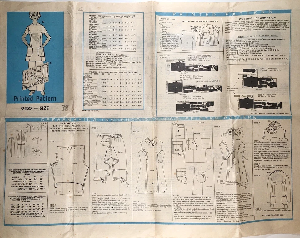 Vintage 1970's Sewing Printed Pattern 9487 Princess Seam Tunic & Pants Bust 38” - Image 4 of 4