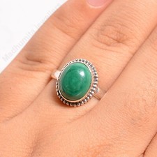 Natural Malachite Gemstone 925 Sterling Silver Ring Handmade Jewelry Ring