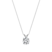 1 Ct Round Solid 14K White Gold Simulated Diamond Solitaire Pendant Necklace 18