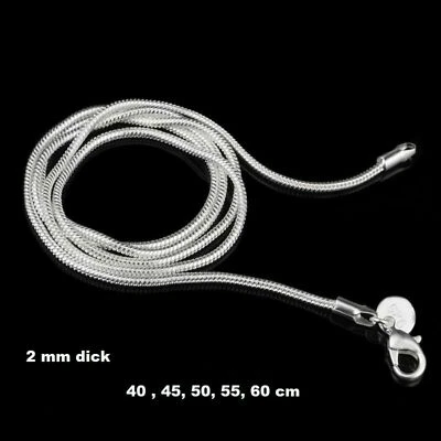 925er Sterling Silber Schlangenkette 40-60 cm 2mm Frauen Männer Kinder - Bild 1 von 2