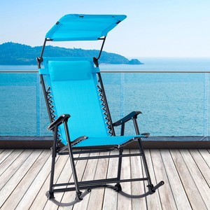Zero Gravity Folding Rocker Porch Rocking Chair W Canopy Patio Outdoor Garden Ebay