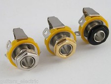 1/4" STEREO JACK SOCKET CHROME GOLD or BLACK + Nuts & Washer for electric guitar