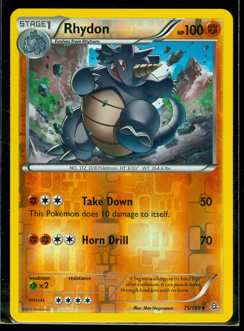 Pokemon RHYDON 75/160 - XY Primal Clash Rev Holo - MINT