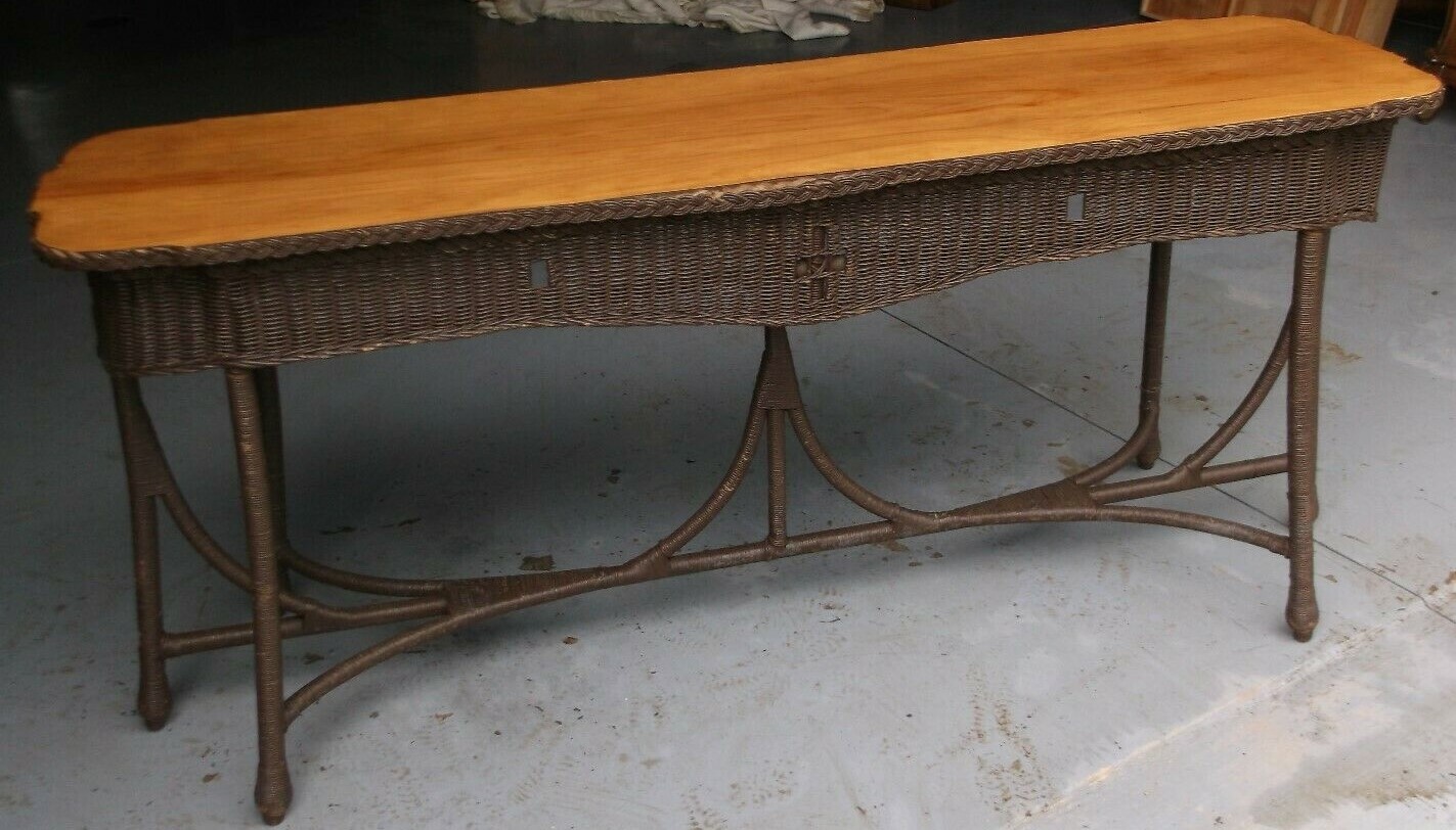 Vintage Wicker Sofa Table eBay