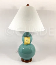Ralph Lauren 26" Large Table Lamp Porcelain Large With Shade Aqua Blue New