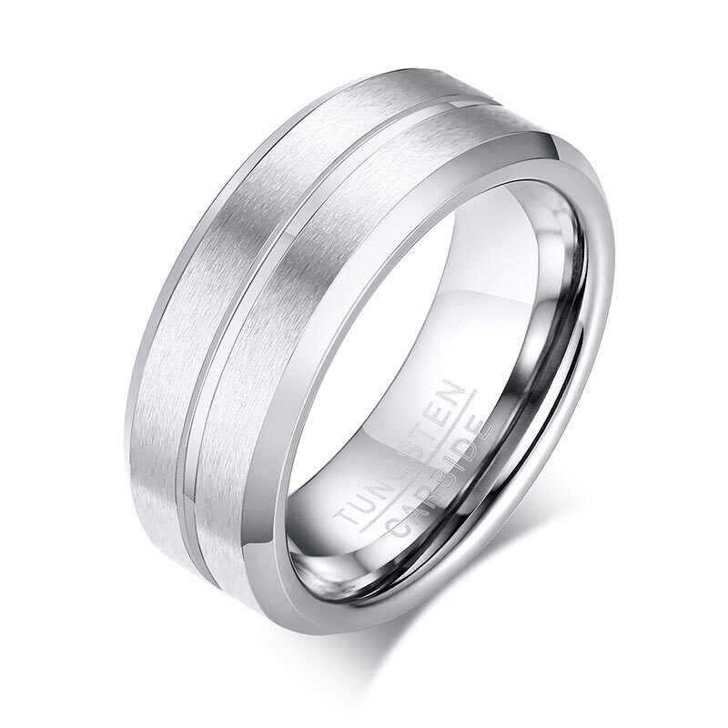 Wolfram Ring 8mm Mit Farbakzenten - Modisch Für Damen & Herren