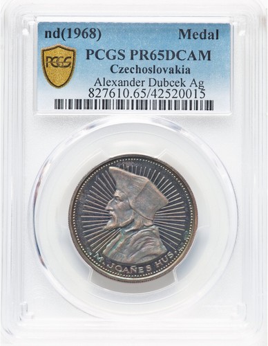 1968 Czechoslovakia silver M. Joanes Hus - Alexander Dubcek Medal PCGS PR65 DCAM - 第 1/4 張圖片