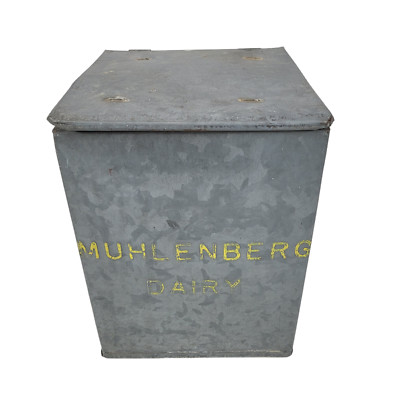 Muhlenberg Dairy Milk Box Reading Pennsylvania Bottle Case Vintage Galvanized