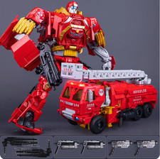 Decepticon JJ710 Ladder Fire Truck Red Action Figure W/Sound Light Robot Toy