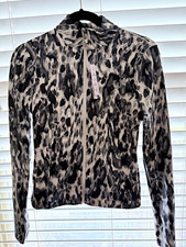 PINK Victoria's Secret Full Zip Leopard Animal Print Jacket XS Black White Gray