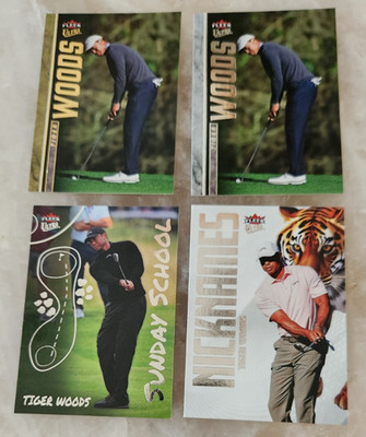 2026 UD Fleer Ultra Golf TIGER WOODS Lot (x4) w/ Sunday School Nicknames Silver