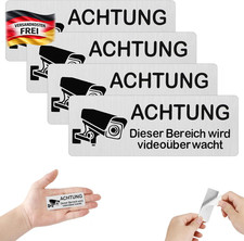 Video&uuml;berwachung Schild 4er Set selbstklebend Aluminium Warnschild Innen Au&szlig;en