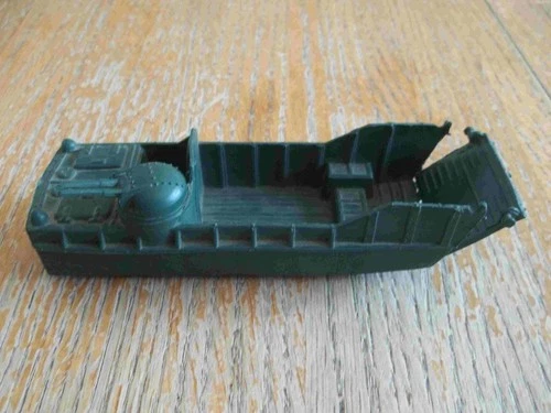 1960's MARX  D-Day Playset extra dark green Landing Craft w/green Wheels
