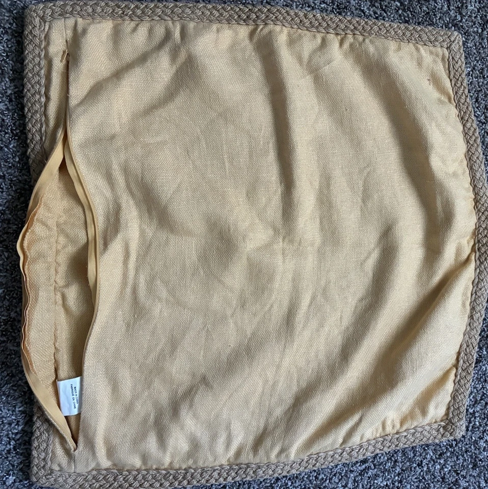 POTTERY BARN SET OF 2 Throw Pillow Cover Jute Braid YELLOW 20x20” - Image 3 of 4