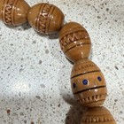 Vintage Carved Wood Inlay Graduated Statement Necklace Handcrafted Boho Tribal — photo 5