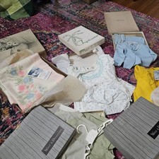 Vintage Baby Clothes with Boxes and 2 Hangers for Babies 0-3 Months