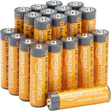 Amazon Basics 20-Pack AA Alkaline Batteries, 1.5 Volt, 10-Year Leak-Free Shelf