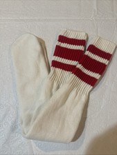 NWOT Vintage 1970s/80s White Mens Tube Socks with Red Stripes