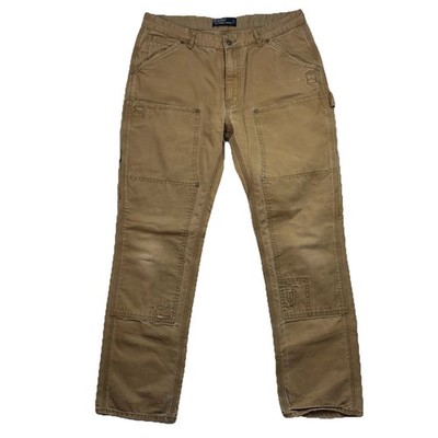 Polo Ralph Lauren Double Knee Carpenter Hose Distressed Patchwork 34 hellbraun Canvas