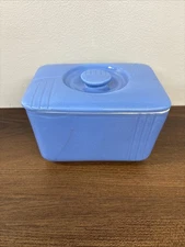 Vintage Westinghouse by The Hall China Co Blue Covered Refrigerator Dish