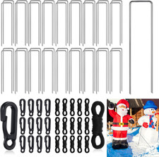 50 Sets Inflatable Stakes and Tethers Metal Inflatable Tie down Stakes with Hook