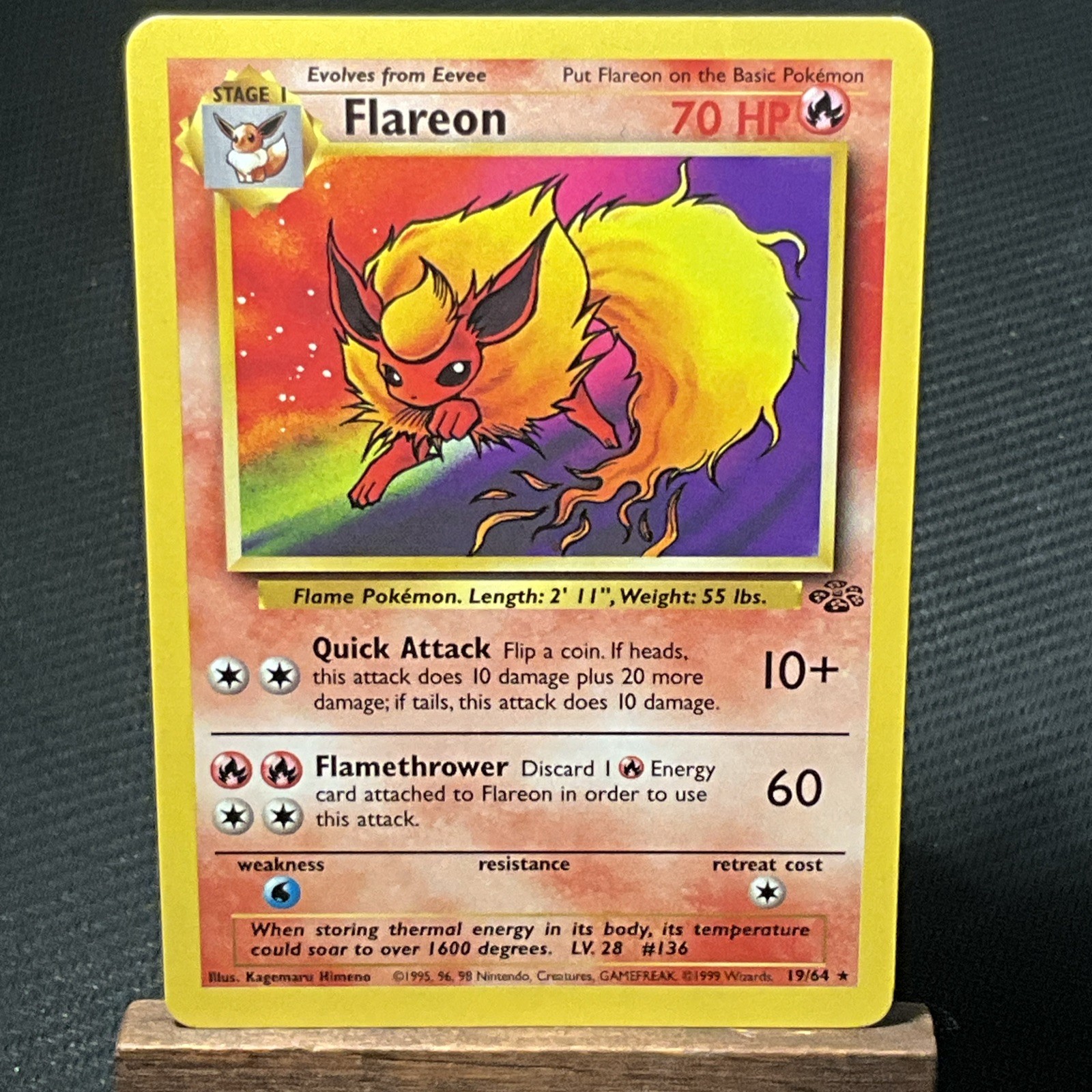 NM Pokémon  Flareon 19/64 Non Holo Rare - Jungle  vintage card