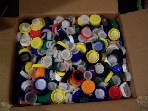 10 lbs Plastic Bottle Caps - assorted as shown - 14"x11"x11" box - approx 2250
