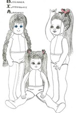 24" Cloth fabric rag doll pattern 3 different hair face hands and arm patterns