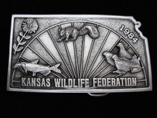PL25114 NOS VINTAGE 1984 KANSAS WILDLIFE FEDERATION COMMEMORATIVE BUCKLE
