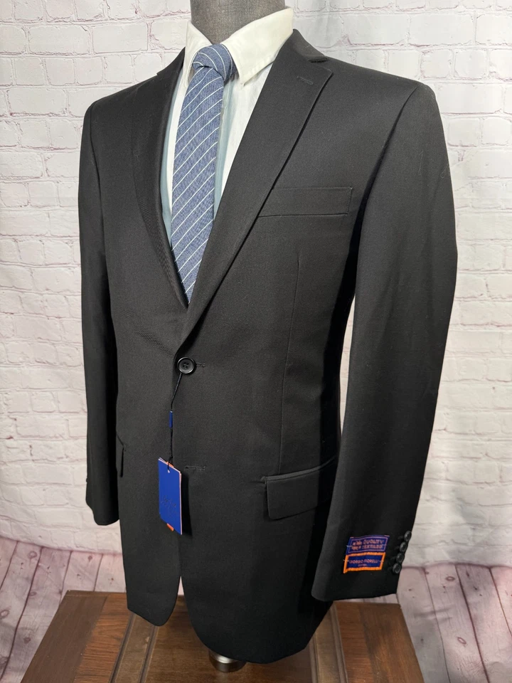 Nuevo GIORGIO FIORELLI Hombre Negro ATLETICO 2 piezas Traje 40L Chaqueta 34x37 SIN DOBLADILLO Pantalón Foto 3 de 4