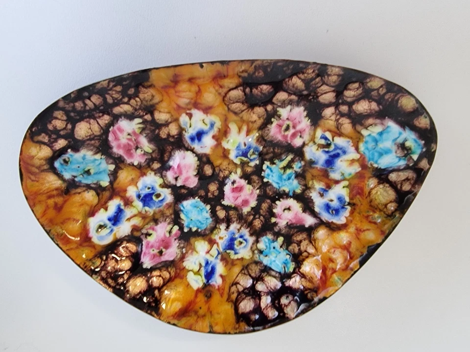 COUPE COUPELLE  ,  VIDE POCHE EMAILLE EMAUX SUR CUIVRE  vintage  - Photo 3/4