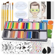 OPHIR Face Painting Kit 41 Colors, Water Activated Paint Set with Brushes