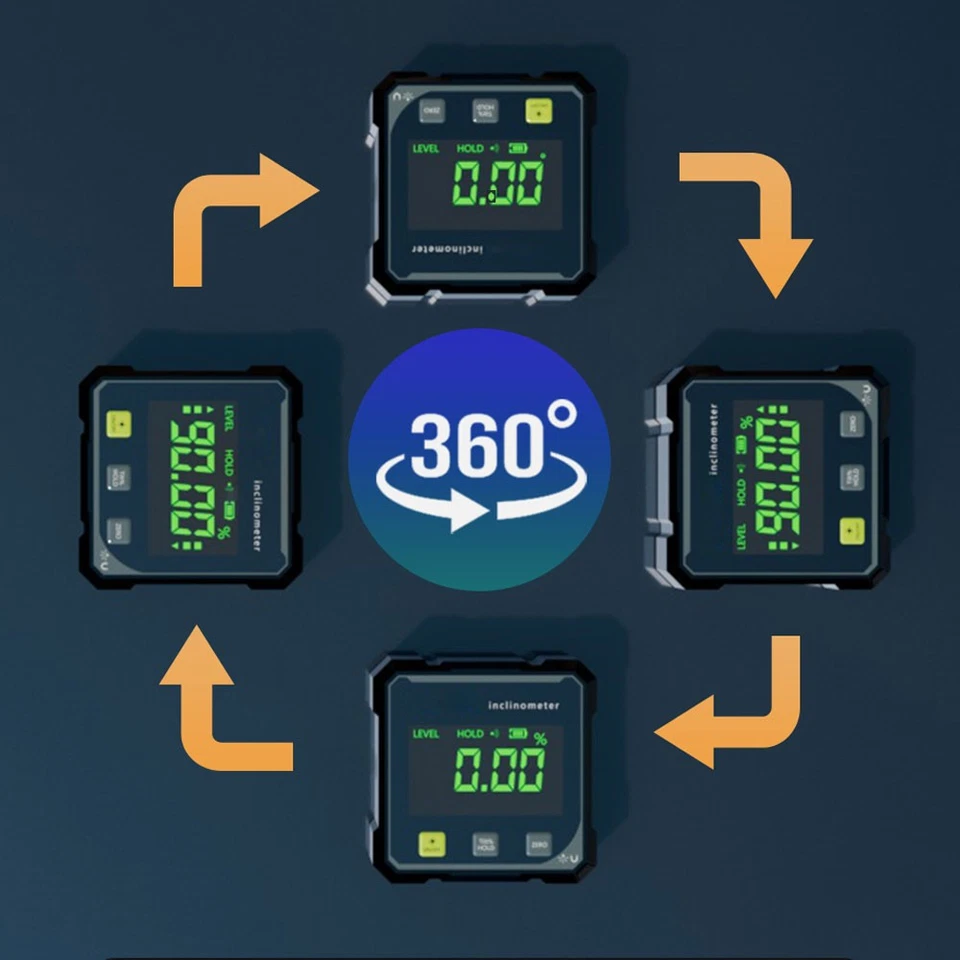 Digital Angle Finder with Electronic Laser, 4-Side Magnetic Angle Gauge, Cube AU - image 4 of 4