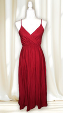 Red Cottagecore Romantic Faux Wrap Maxi Dress Sz Small