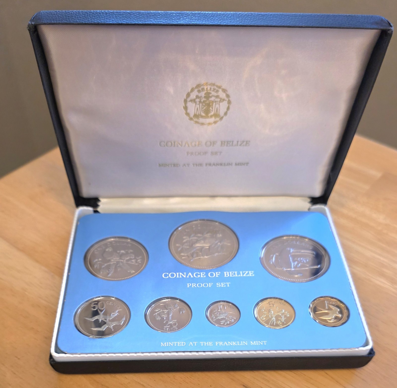 1975 SILVER TONED COINAGE OF BELIZE PROOF SET – 8 COIN BOX – COA ...