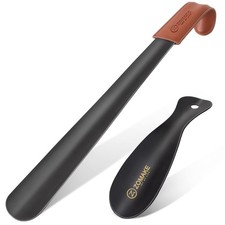 Long Handle Shoe Horn for Seniors, Metal 16.5" Boot Helper, Travel Spoon