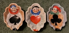3 Vintage Playing Card Suits Joker Lustreware Ashtrays Made in Japan