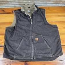 Carhartt Sherpa Lined Vest Brown Full Zip Work Wear V33-DKB Size XXL NICE!!