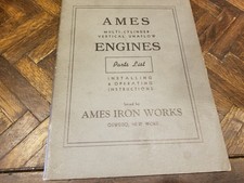 Ames Iron Works Unaflow Vertical Engine Parts Manual Book 1950s