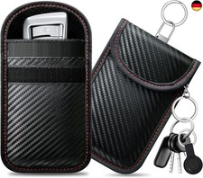 Keyless Go Schutz Autoschlüssel, 2 Stück Klein Faraday Taschen Kohlefaser Leder,