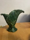Royal Haeger R301 Emerald Green Fan Leaf Vase Art Pottery Made USA