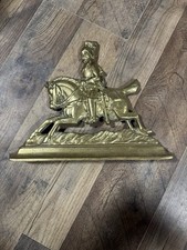 Vintage FRENCH BRASS DECOR ANDIRONS CAVALIER ON A HORSE