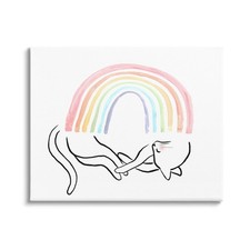Sleeping Cat Rainbow Pet Canvas Wall Art, Design by Lil' Rue
